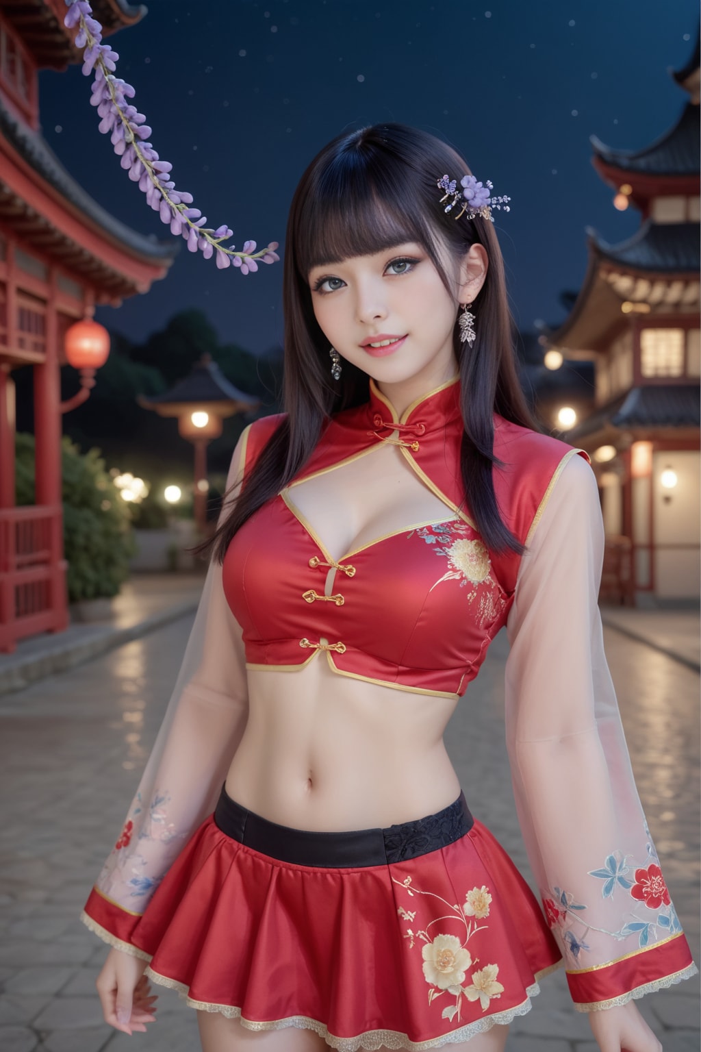 赤のチャイナドレス