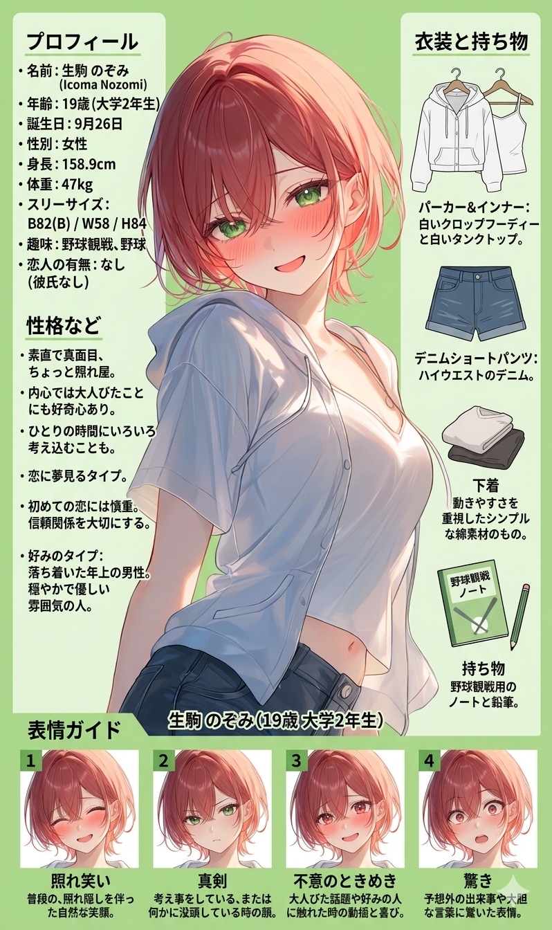【上げ直し】生駒のぞみ(うちの娘)のキャラクターシート【Gemini 3.5 Flash Edition】