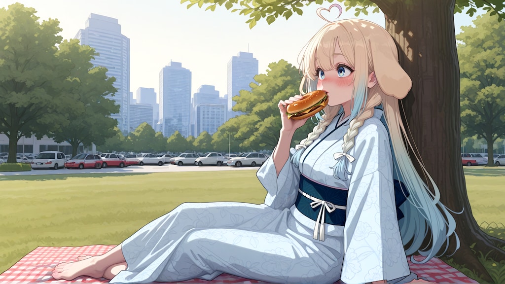 近場の公園でピクニック