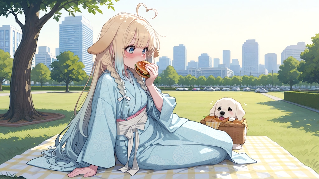 近場の公園でピクニック