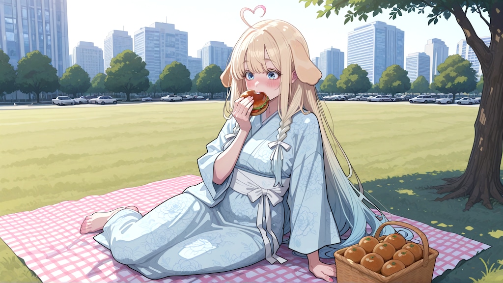 近場の公園でピクニック