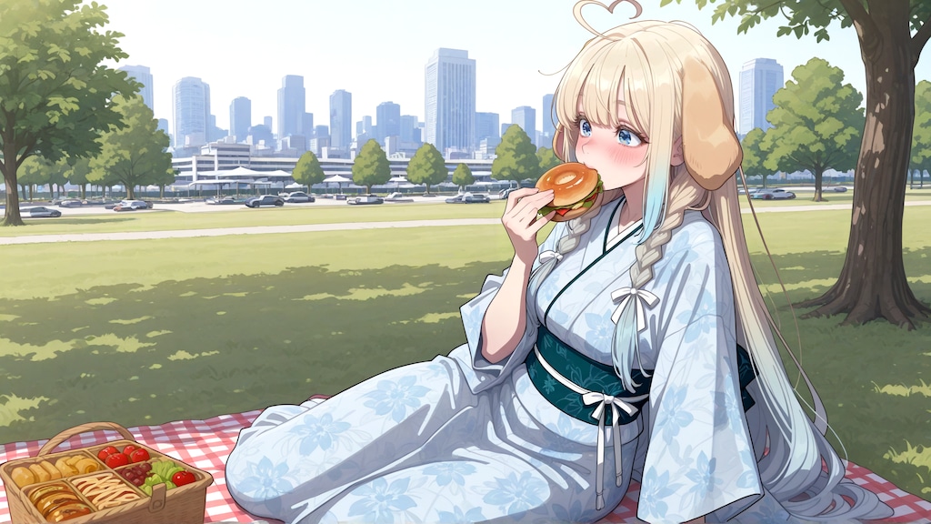 近場の公園でピクニック
