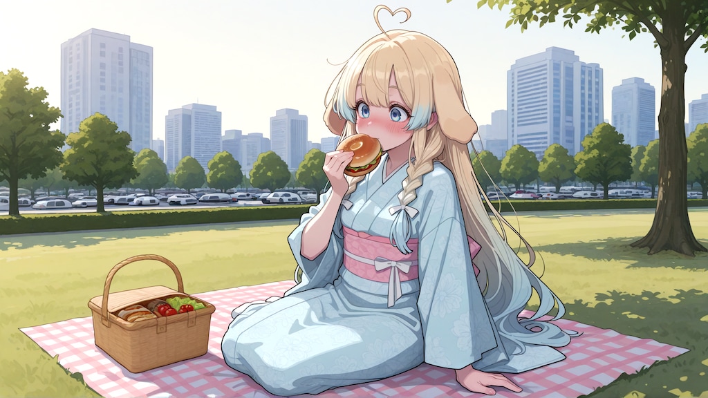 近場の公園でピクニック