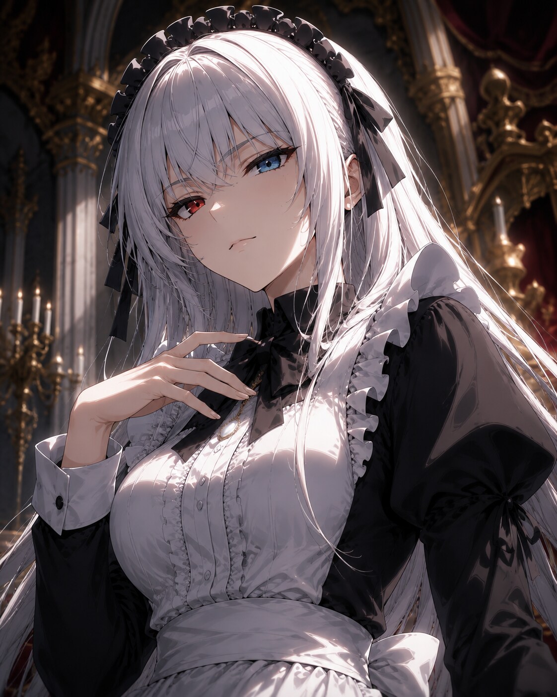 メイド姿でも、やっぱり魔王。｜ルミナス・バレンタイン | の人気AIイラスト・グラビア