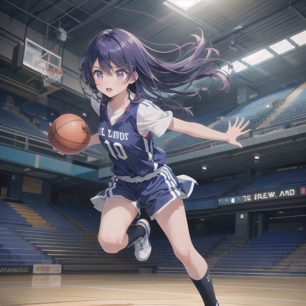 紫髪ロングでユニフォームの少女５