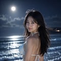 夜の海と白ビキニ 6枚目