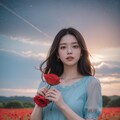 [4K AI ART] Flowers field dress girl 3枚目