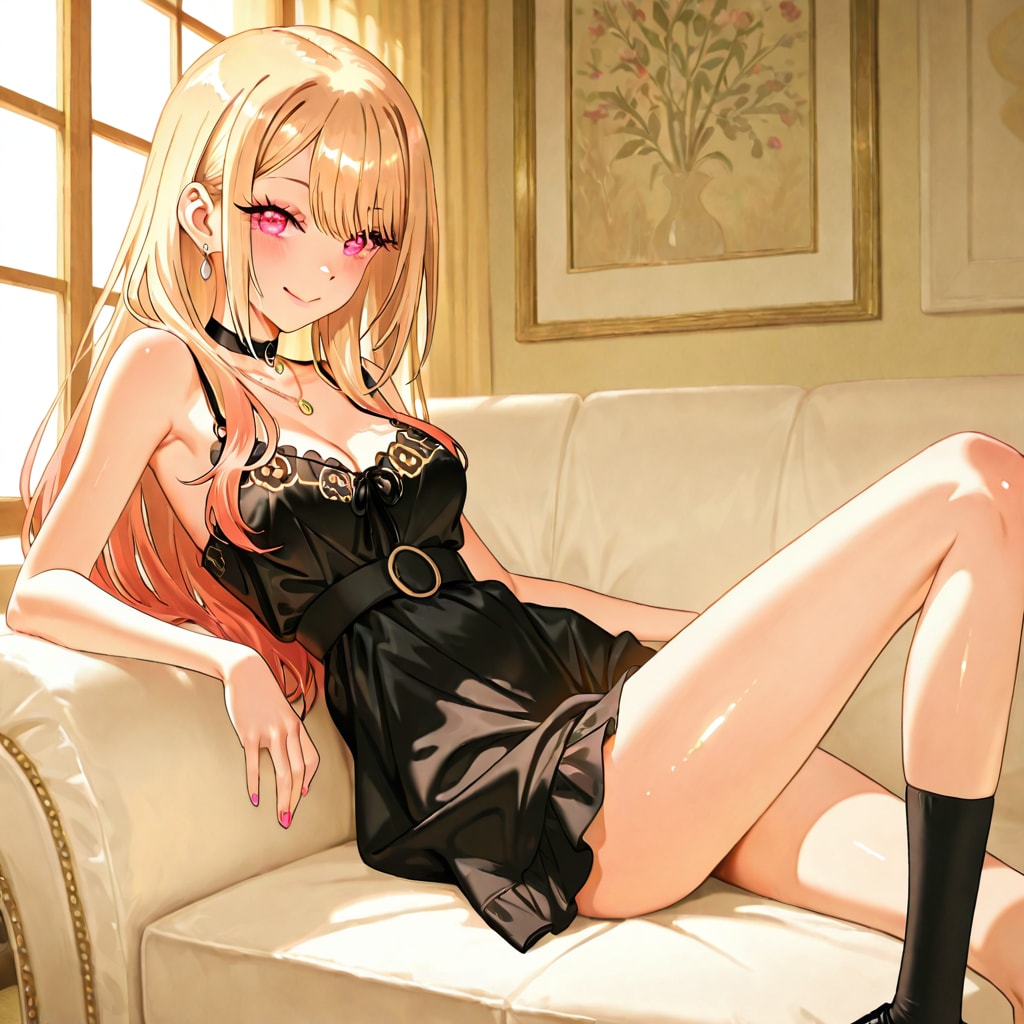 喜多川海夢　黒のベビードール | の人気AIイラスト・グラビア