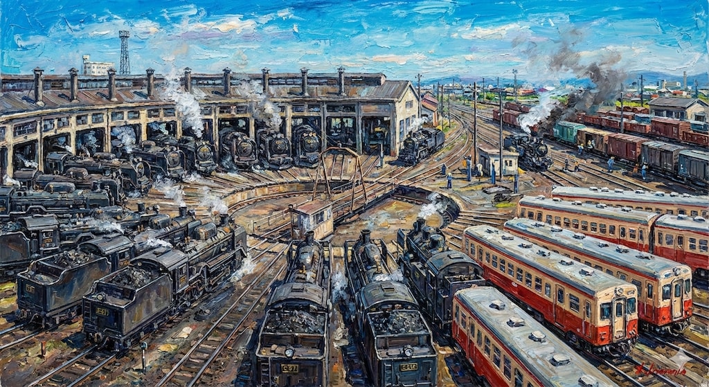 青空風景（夢に出た機関区全景）