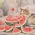 猫とスイカ 2枚目