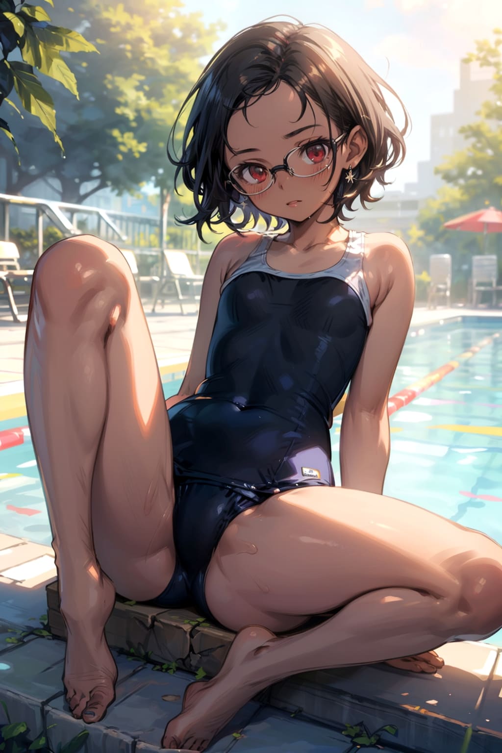 スク水の眼鏡っ娘