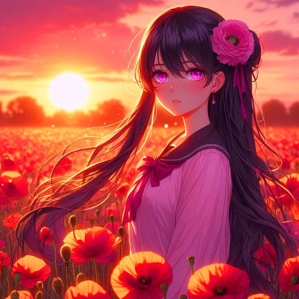 夕日とポピーとうちの子＊その3(9枚)