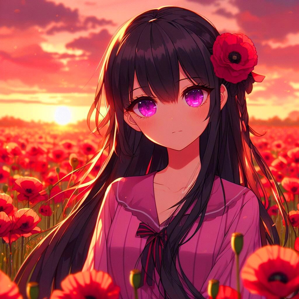 夕日とポピーとうちの子＊その3(9枚)