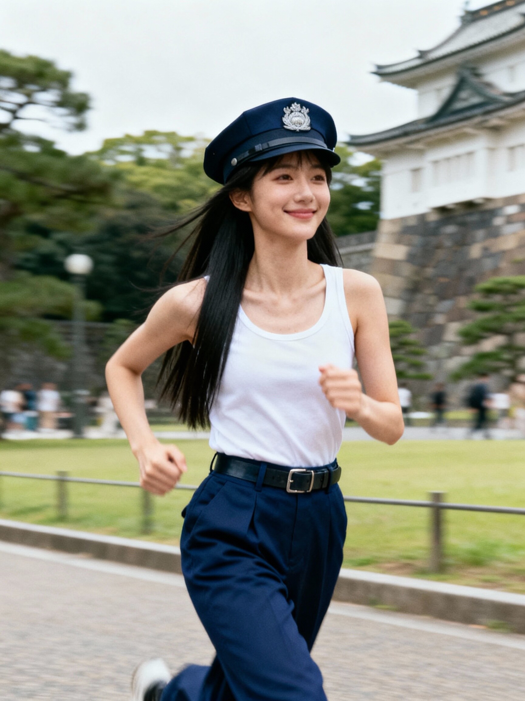 かっこかわいい婦警姫神英梨菜の皇居ランニング