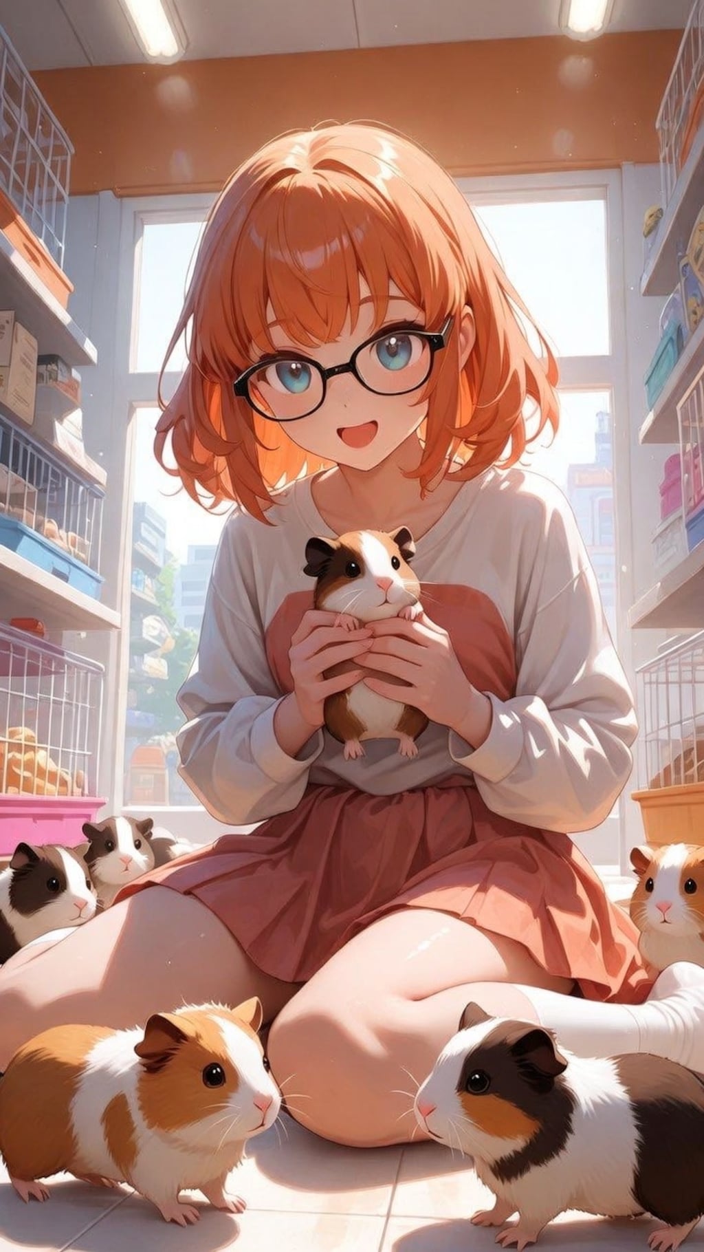 眼鏡っ娘とモルモットたち