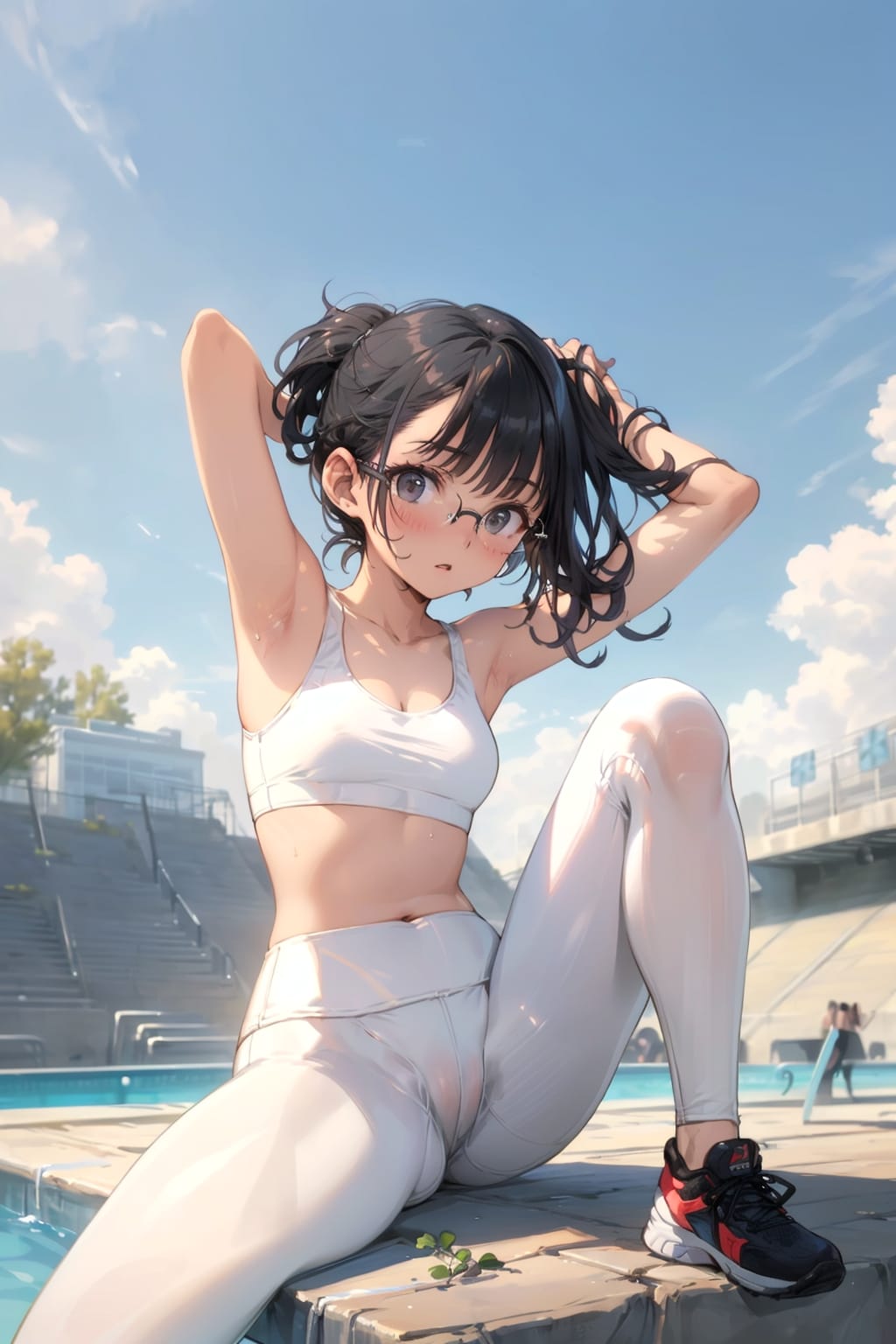 スポーツウェアの眼鏡っ娘