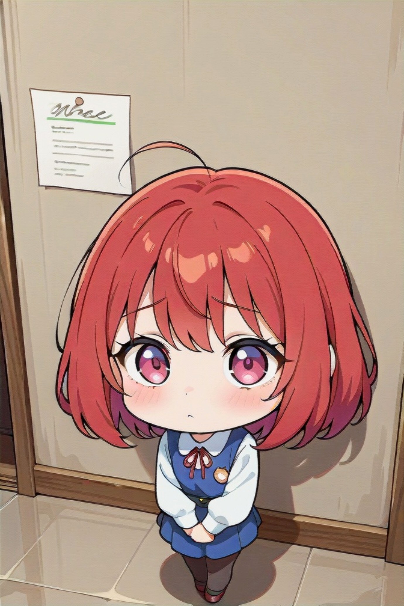 張り紙と赤髪ちゃん | の人気AIイラスト・グラビア