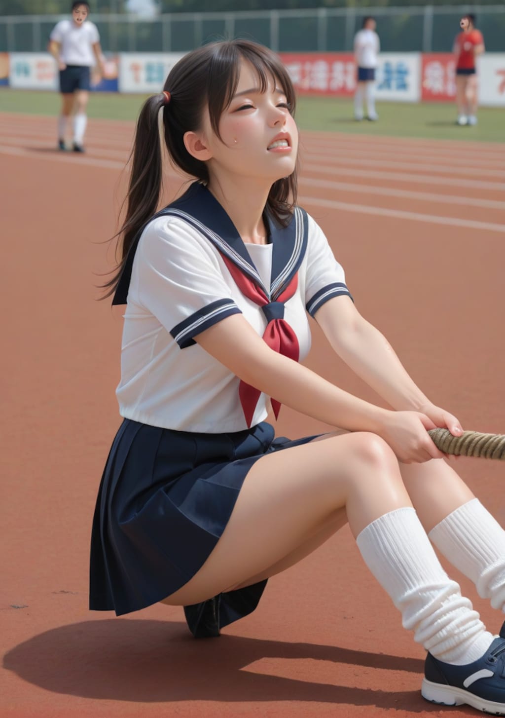 体操服を忘れて体育際に参加する女子