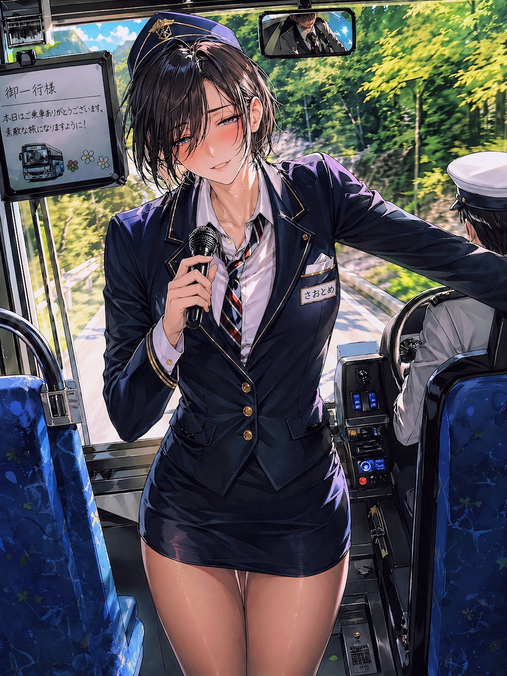 人手不足でバスガイドをやる事になった男性社員(27)