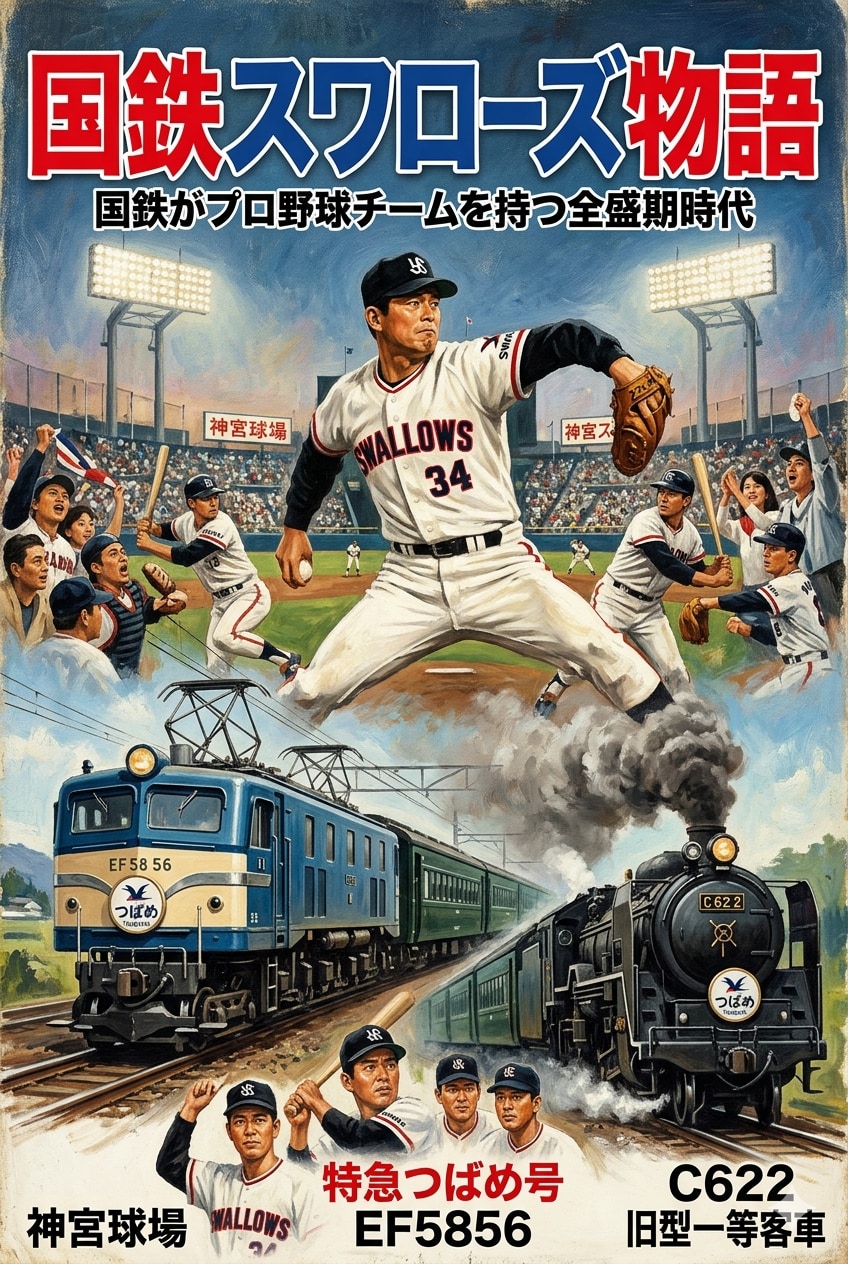 レトロ映画ポスター「国鉄スワローズ物語」 | の人気AIイラスト・グラビア