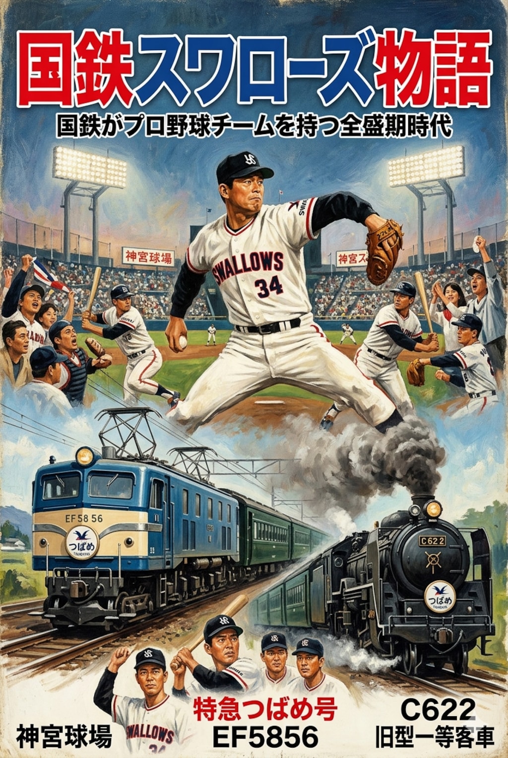 レトロ映画ポスター「国鉄スワローズ物語」