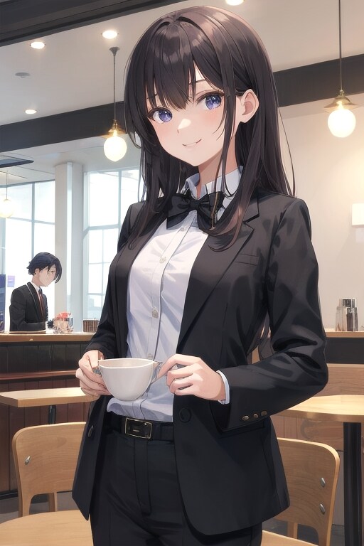 タキシード美少女エリカ　カフェで談話中
