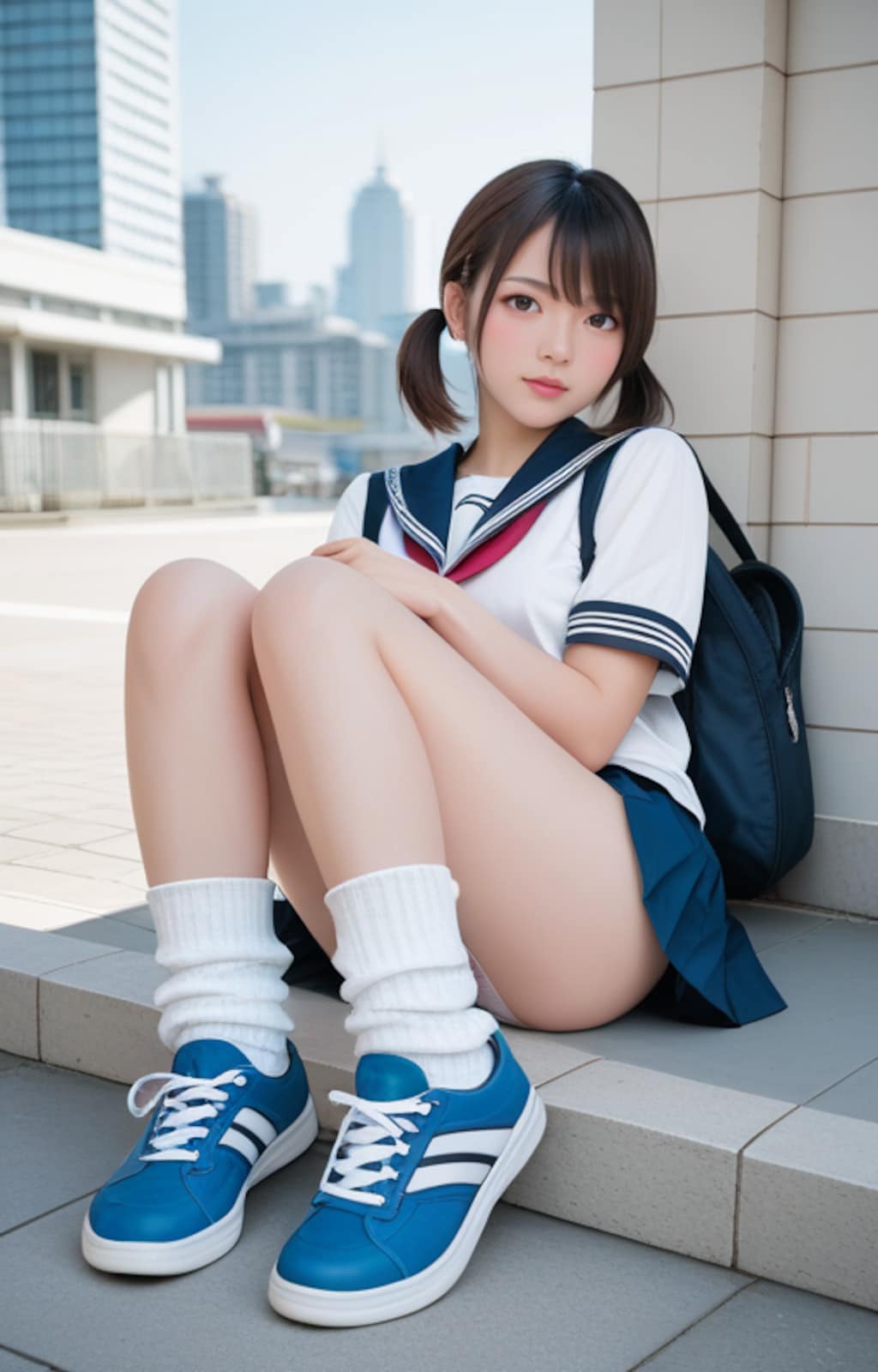 青いスニーカールーズ女子