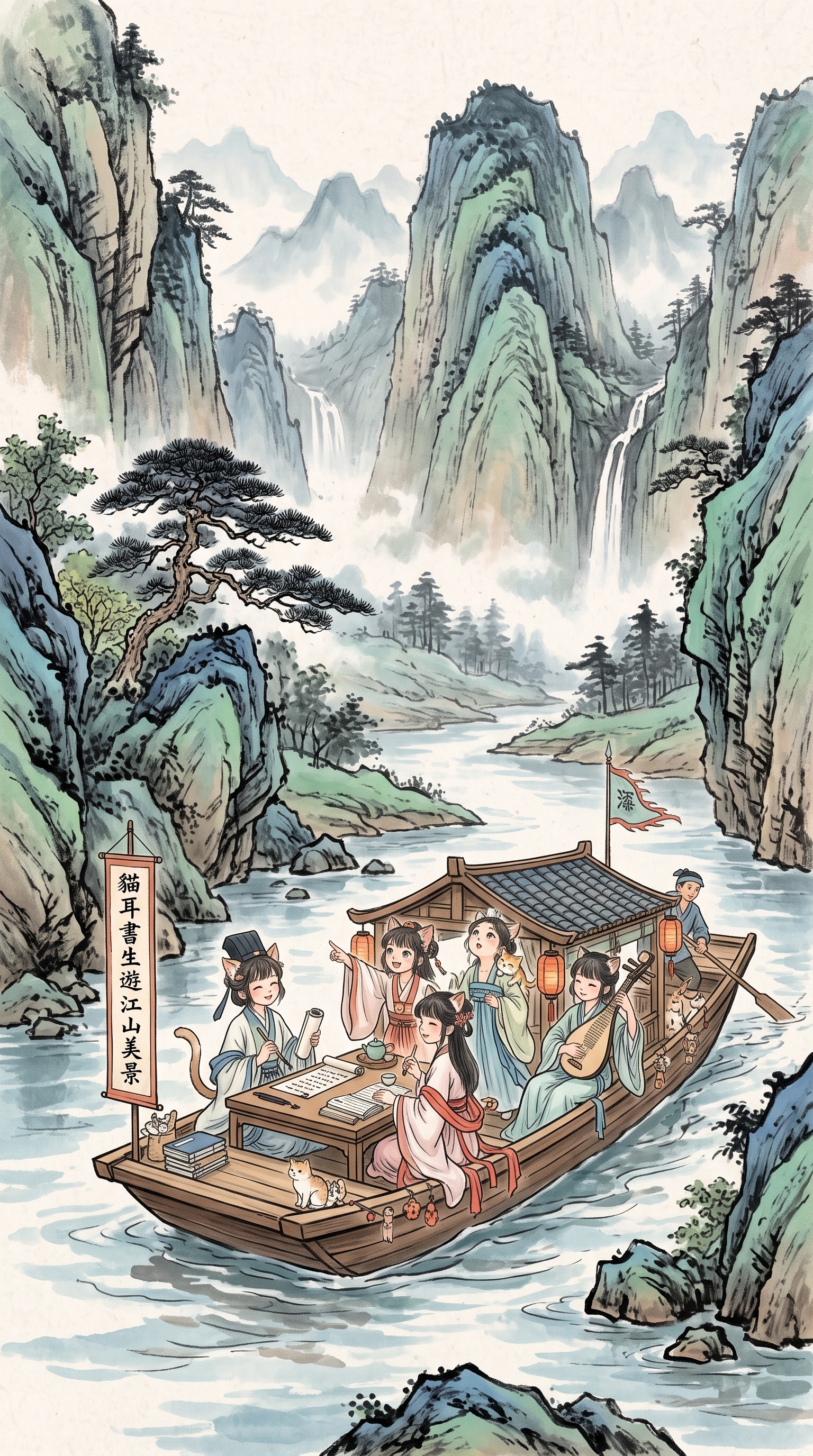 猫耳書生遊江山美景