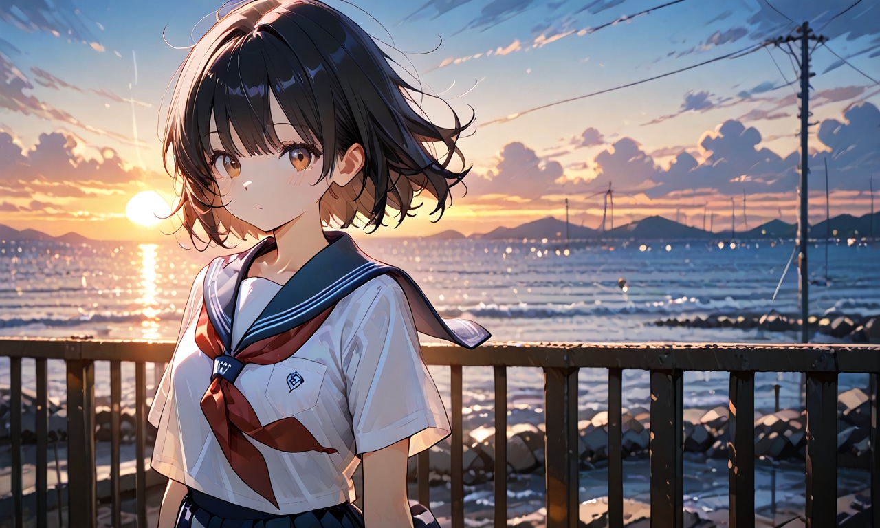夕日の沈む町で