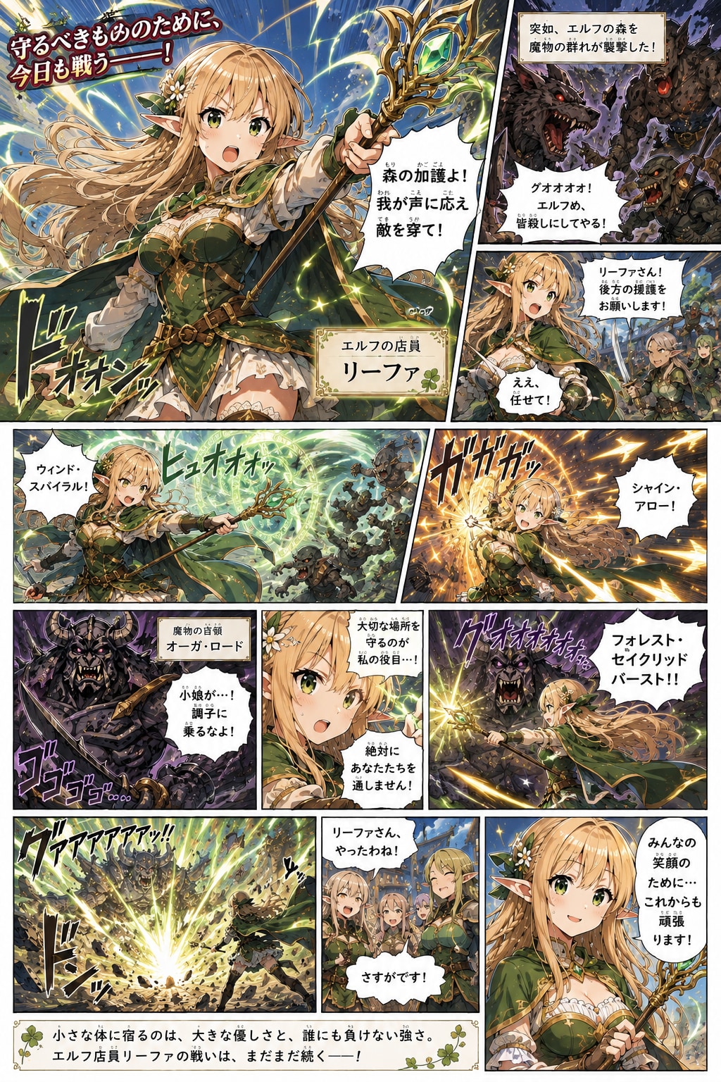 バトルするエルフの女の子
