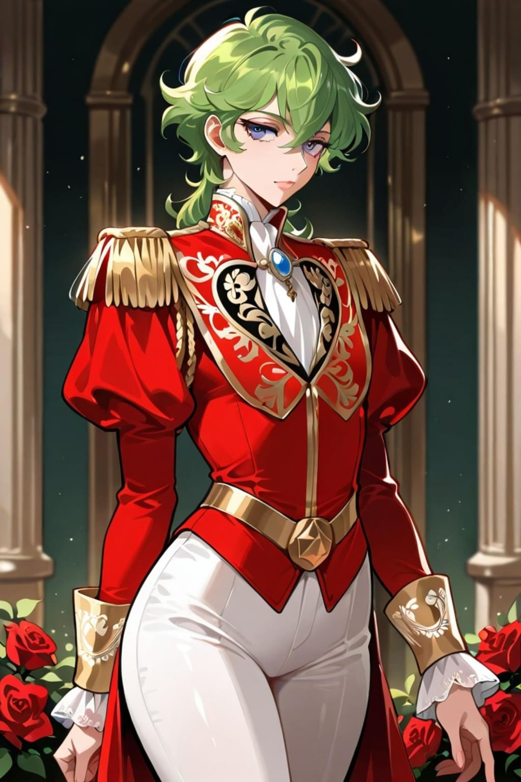 緑髪の男装の麗人