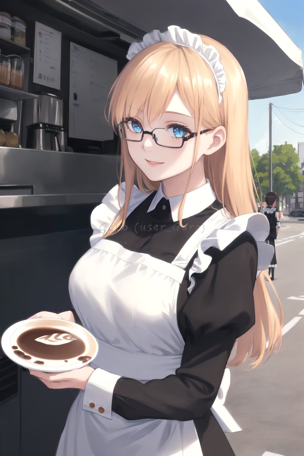 ブロンドメイドのいるキッチンカー