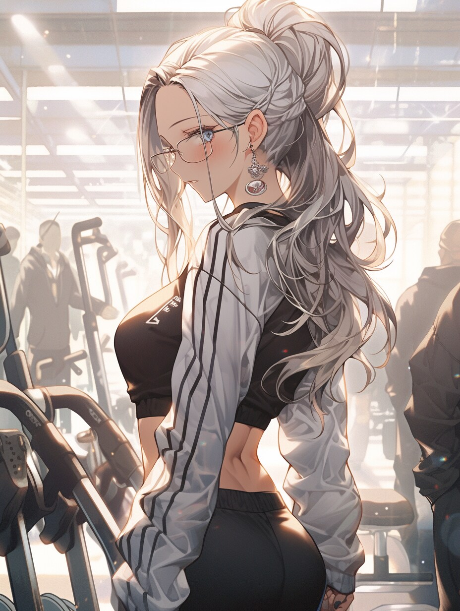 フィットネスのメガネ女子
