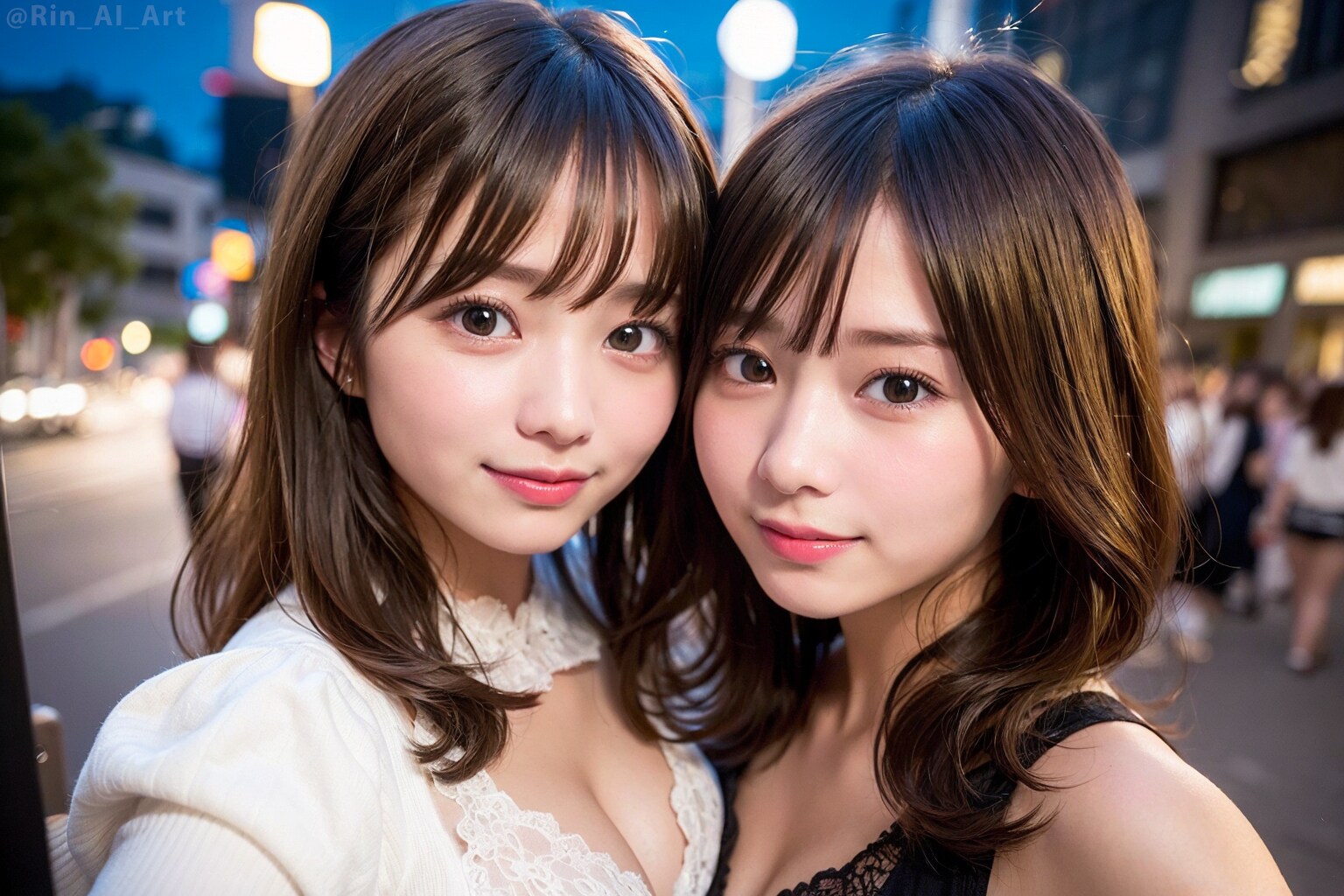 渋谷で2人でセルフィー