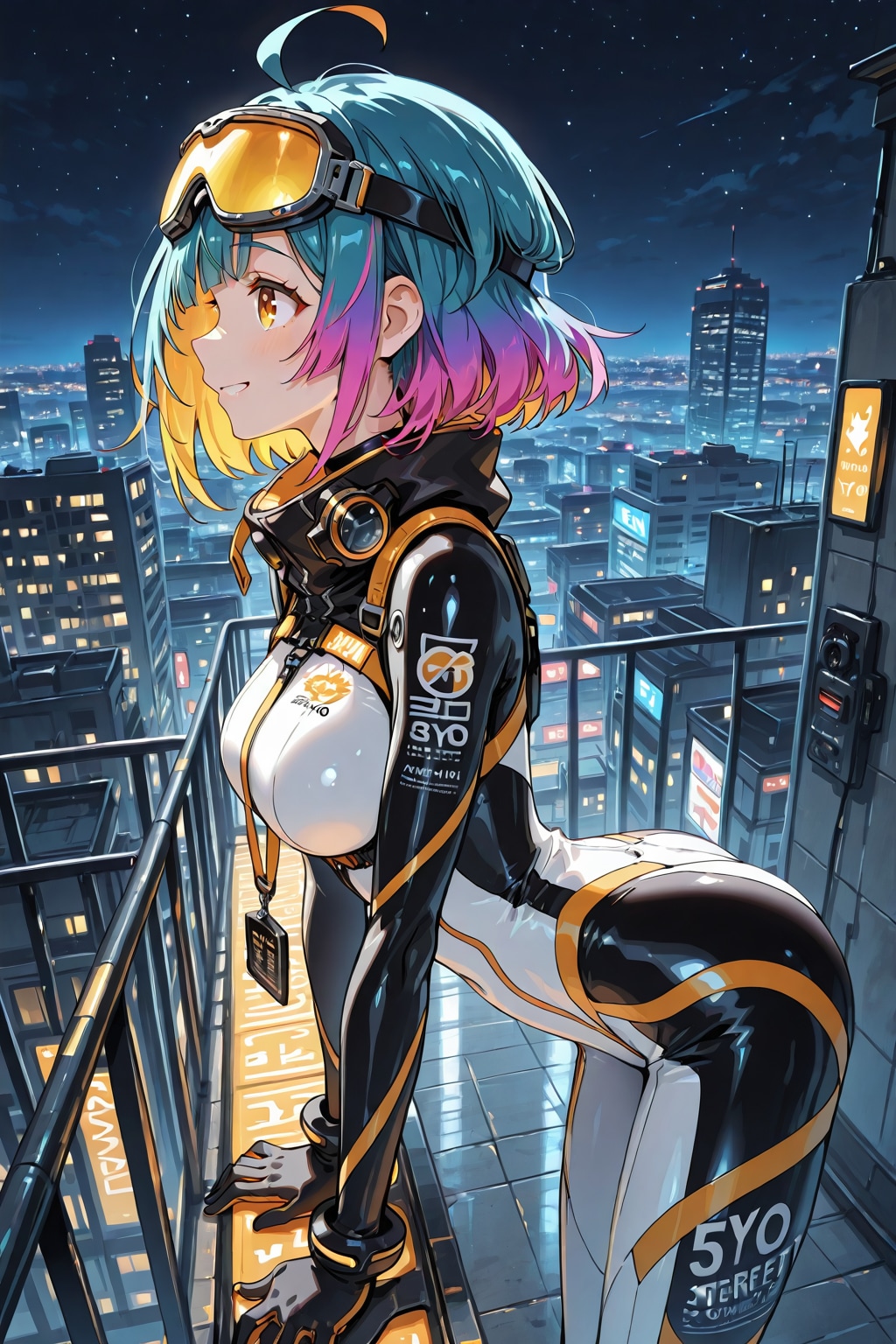 ビル街と夜遊び少女