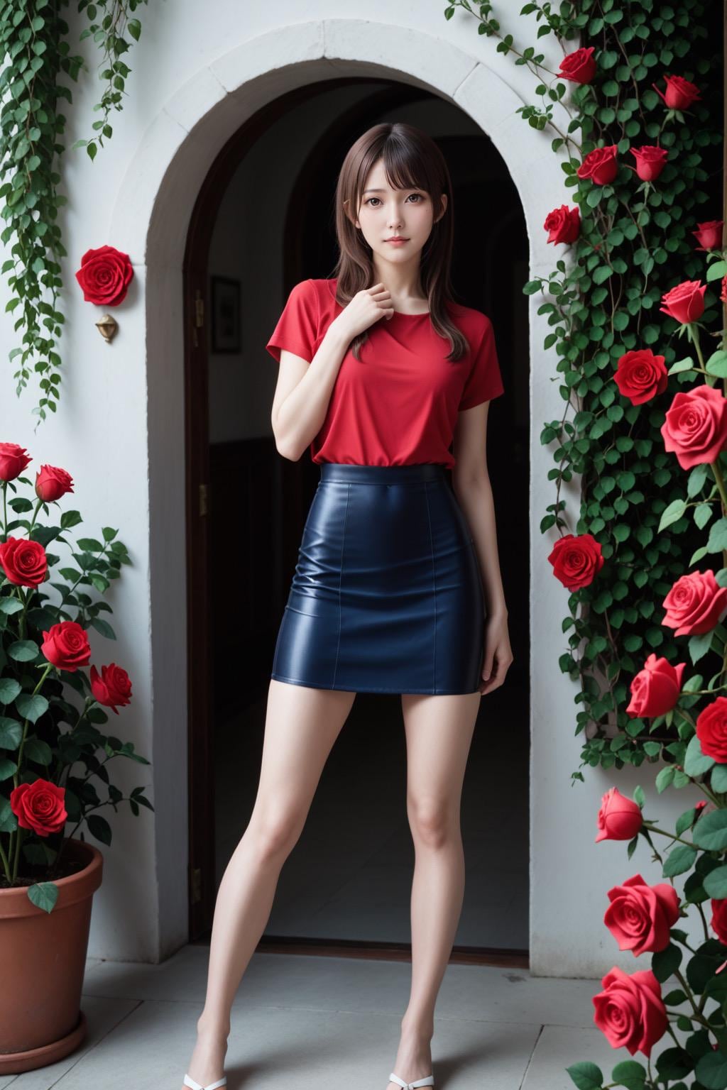 バラのアーチとお姫様
