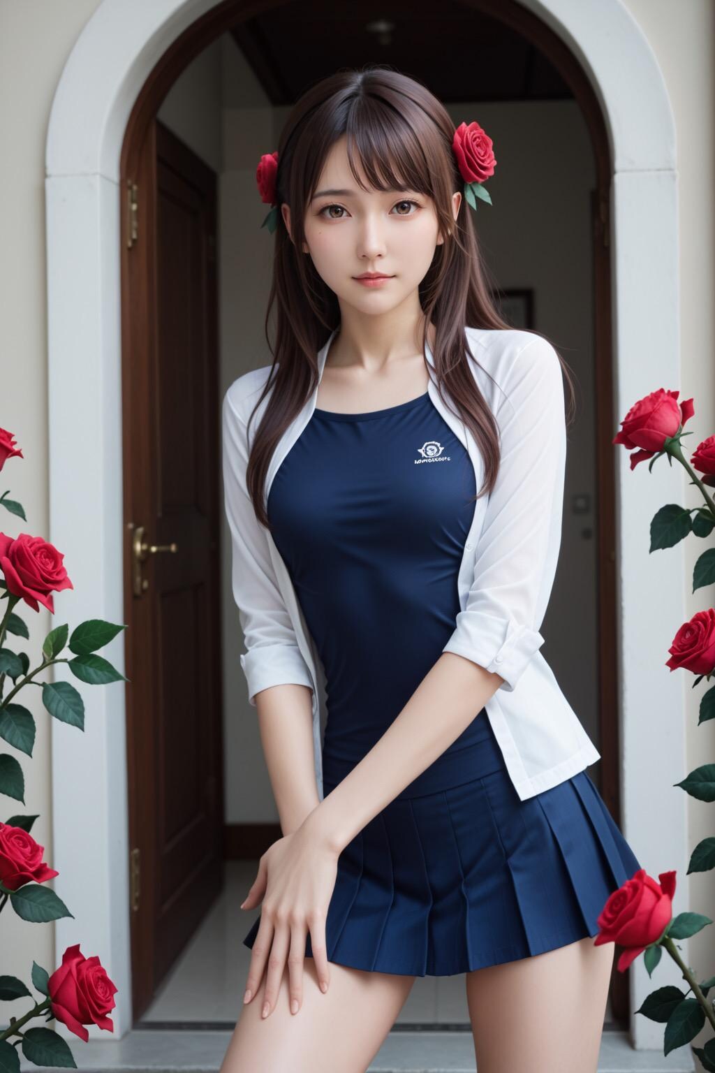 バラのアーチとお姫様