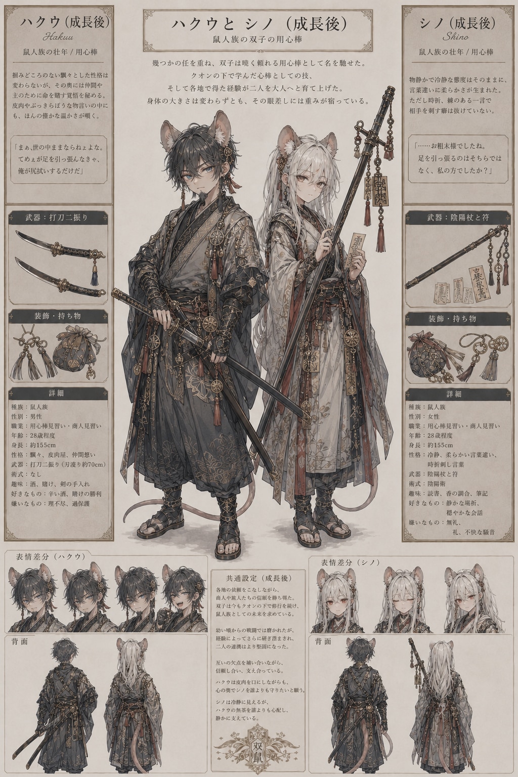 成長したハクウとシノ
