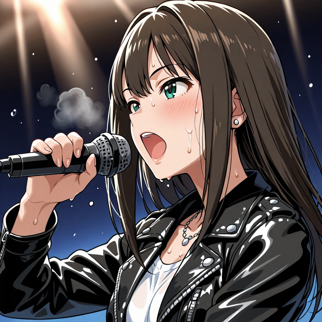 革ジャンを着てライブする渋谷凛
