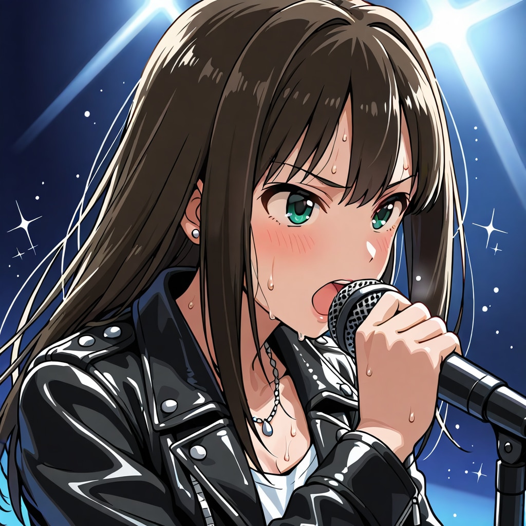 革ジャンを着てライブする渋谷凛 | の人気AIイラスト・グラビア