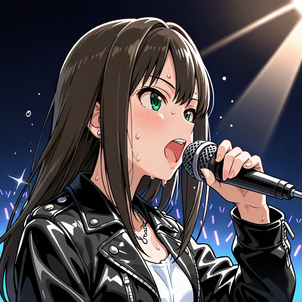 革ジャンを着てライブする渋谷凛