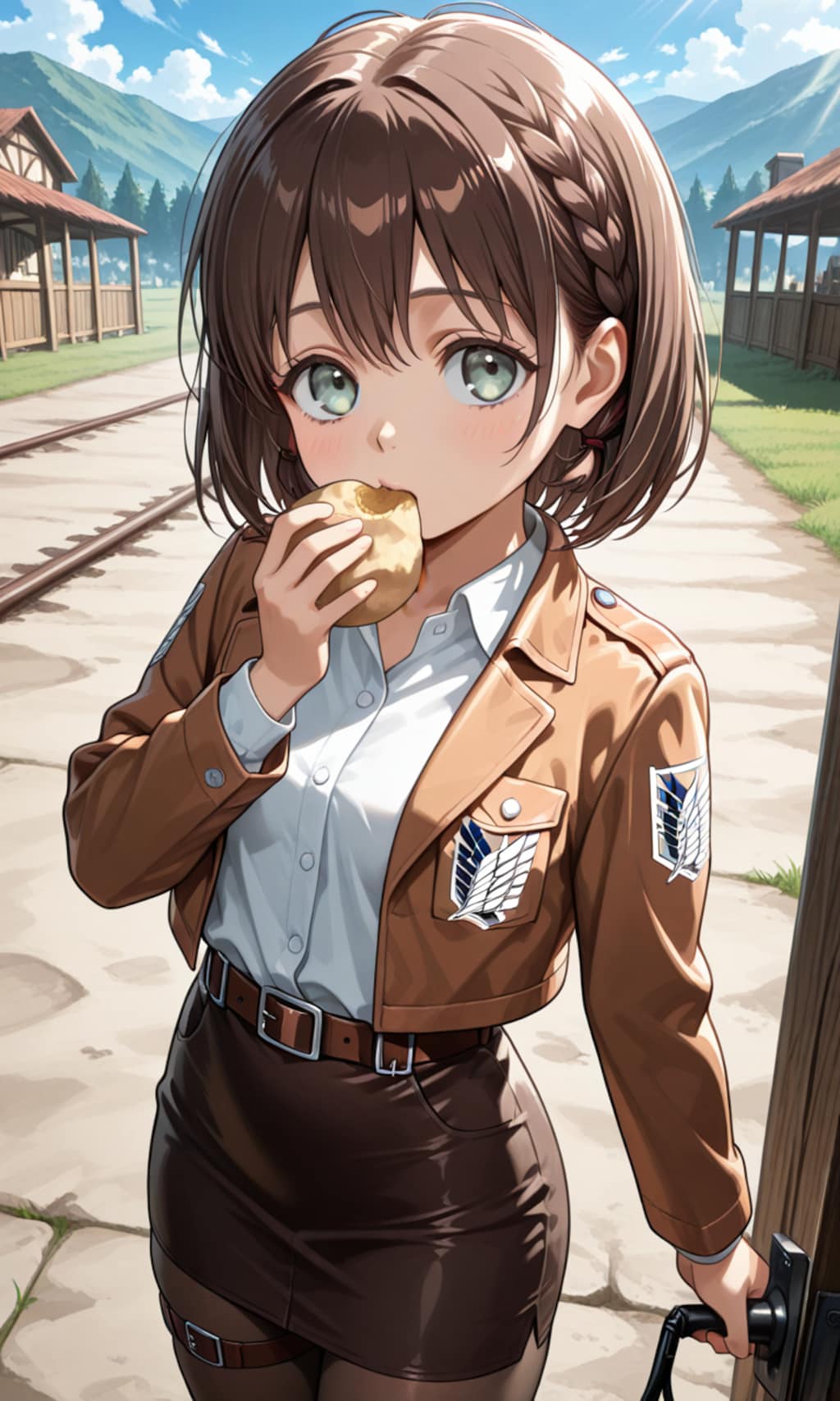 「蒸かした芋です！調理場に丁度頃合いのよい物があったので！つい！」（コスプレ）