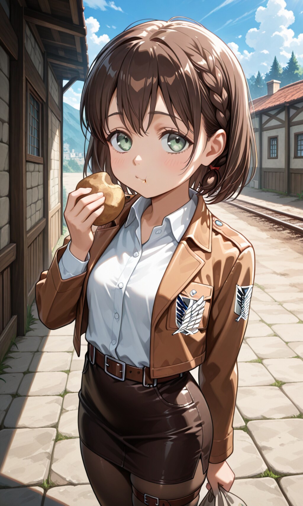 「蒸かした芋です！調理場に丁度頃合いのよい物があったので！つい！」（コスプレ）