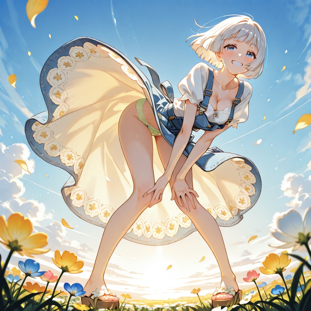 春風に揺れるスカート