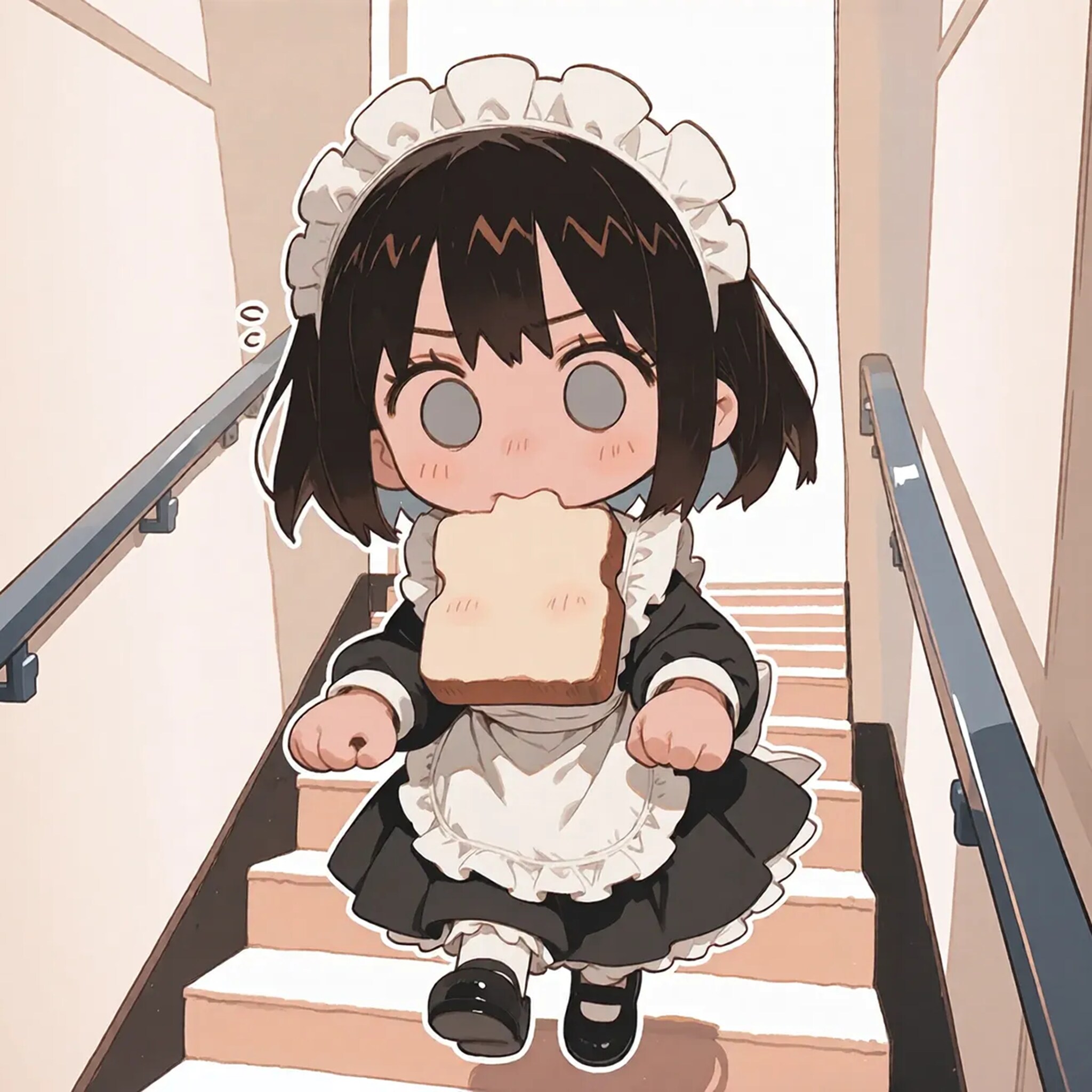「レーコさん、階段でトーストランは…」ふわっ、コロコロコロ