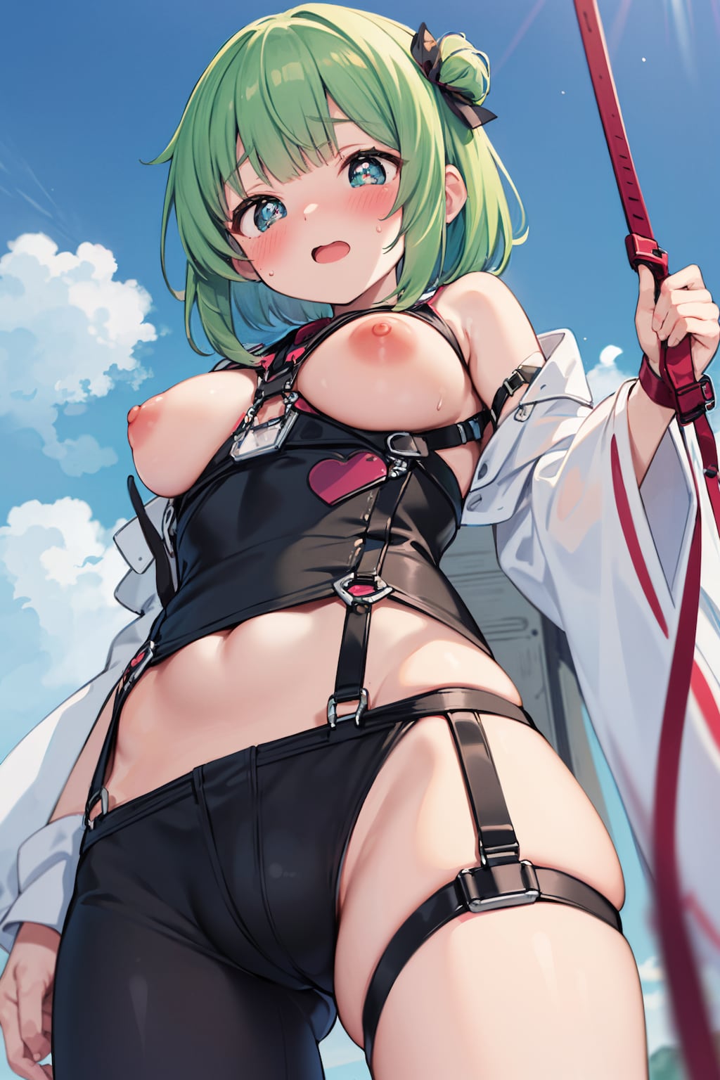 ボンテージでポロリ