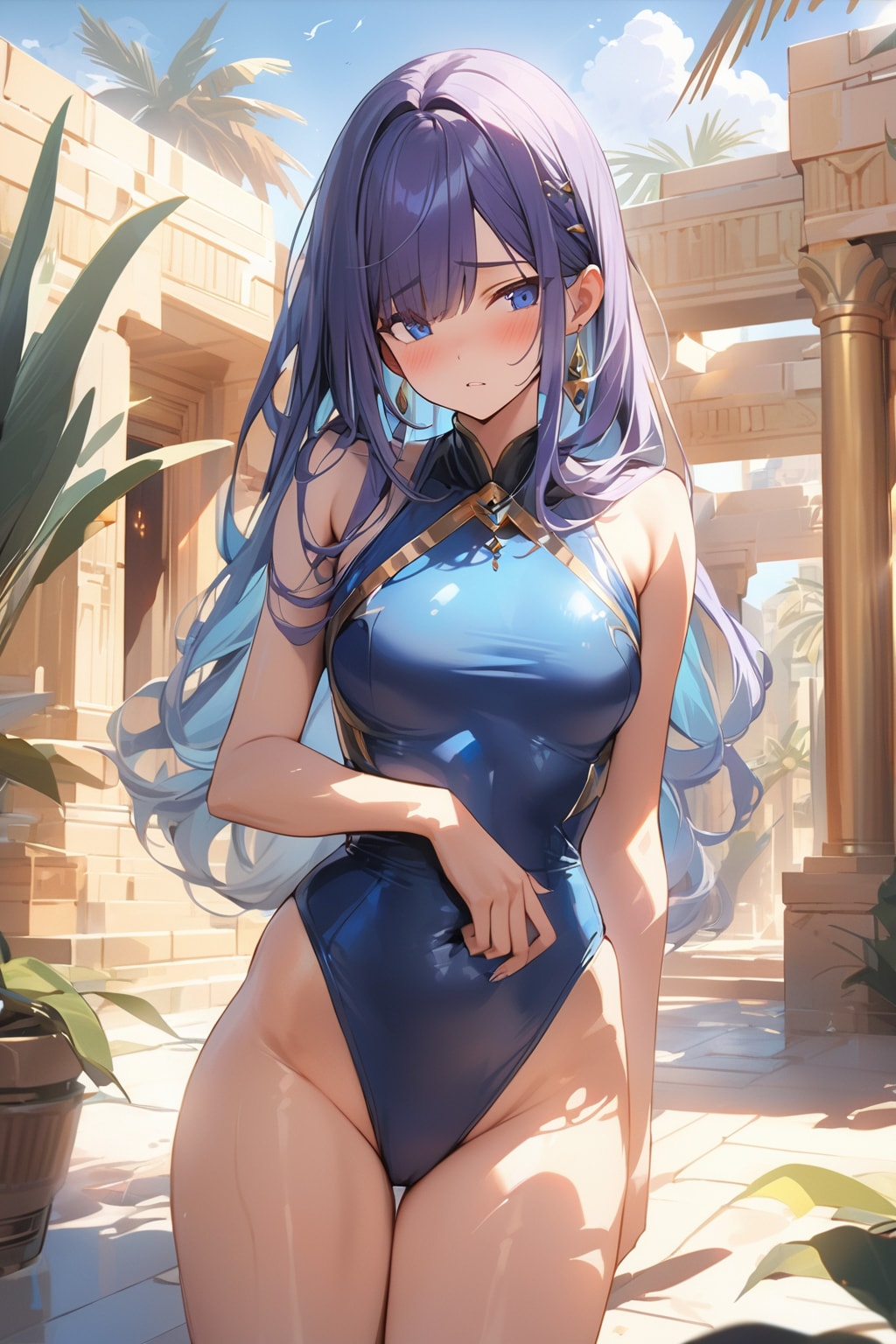 初めて水着を着た女王