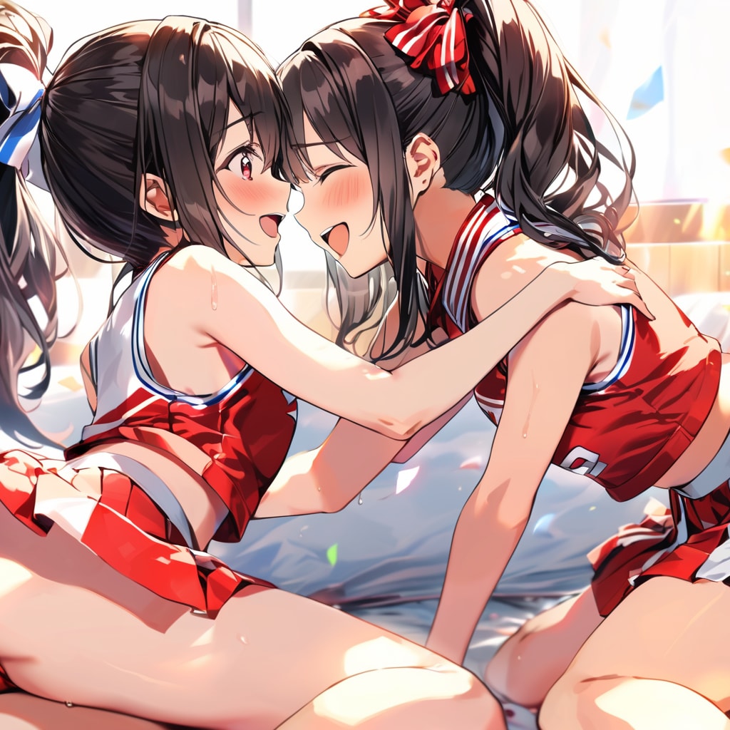 じゃれ合うチアリーダー