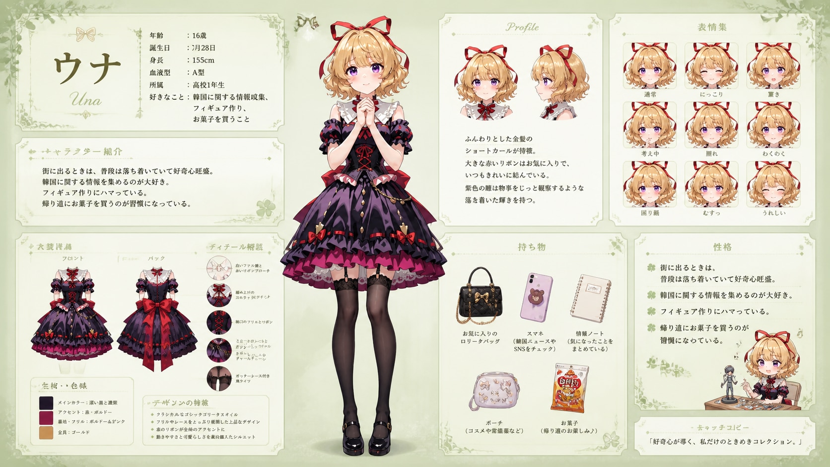 ゴスロリ風な彼女のキャラクターシート！