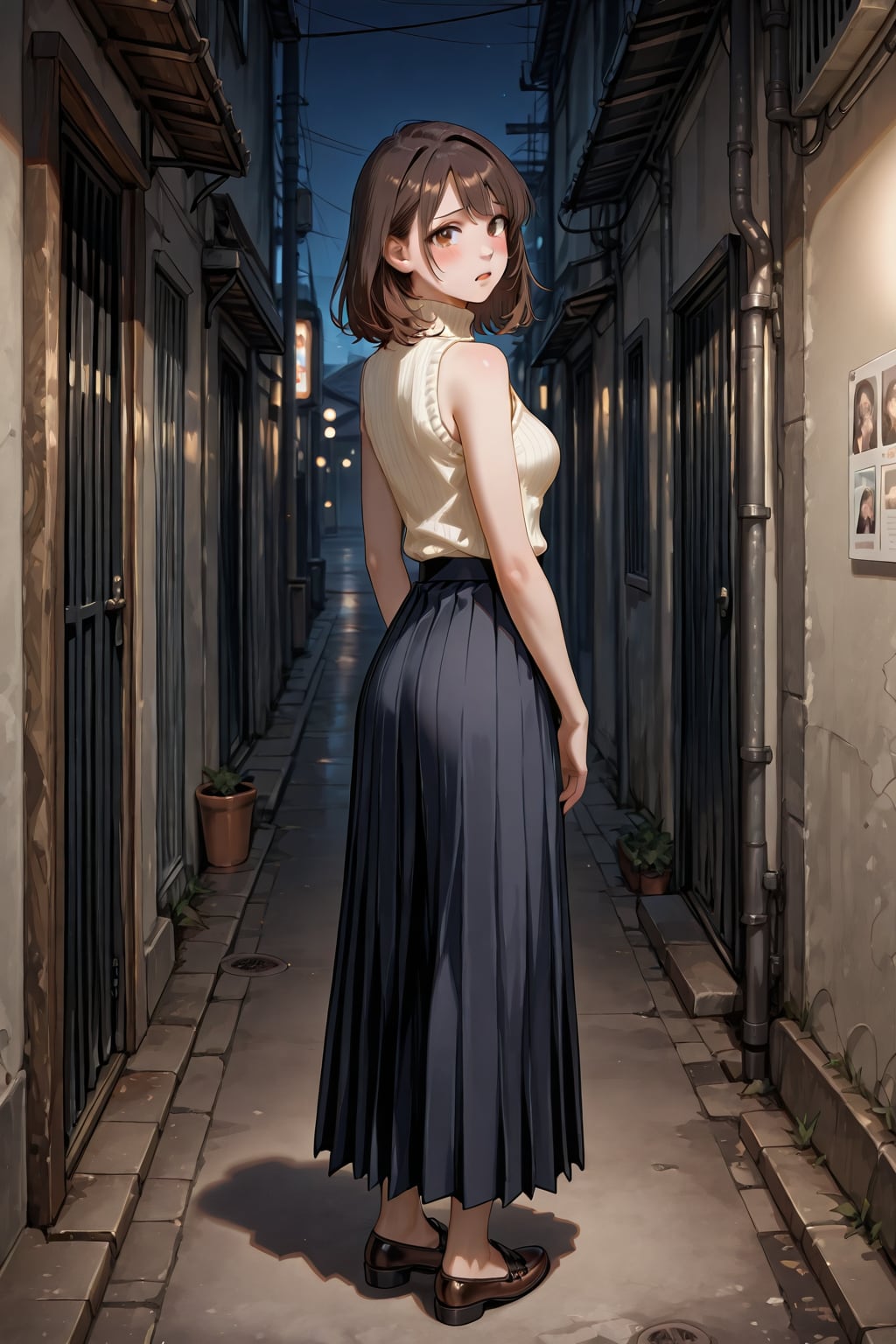 夜の路地裏で出会った茶髪のお姉さん